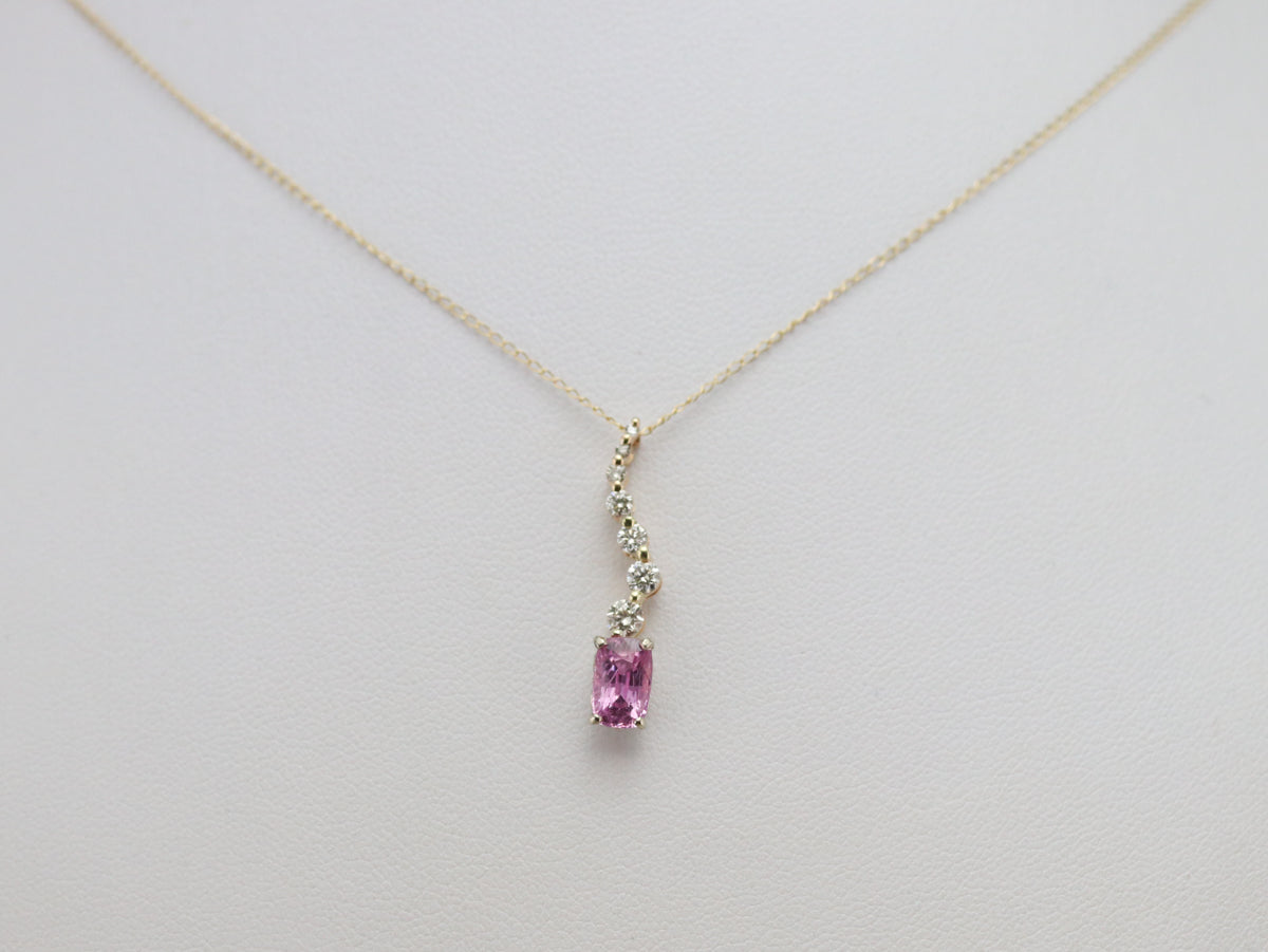 Pink Sapphire and Diamond Pendant
