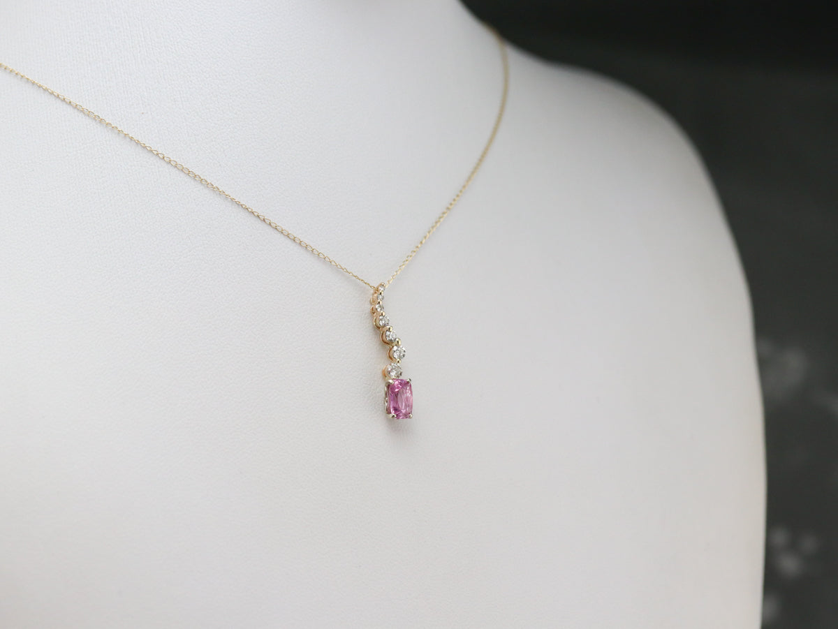 Pink Sapphire and Diamond Pendant