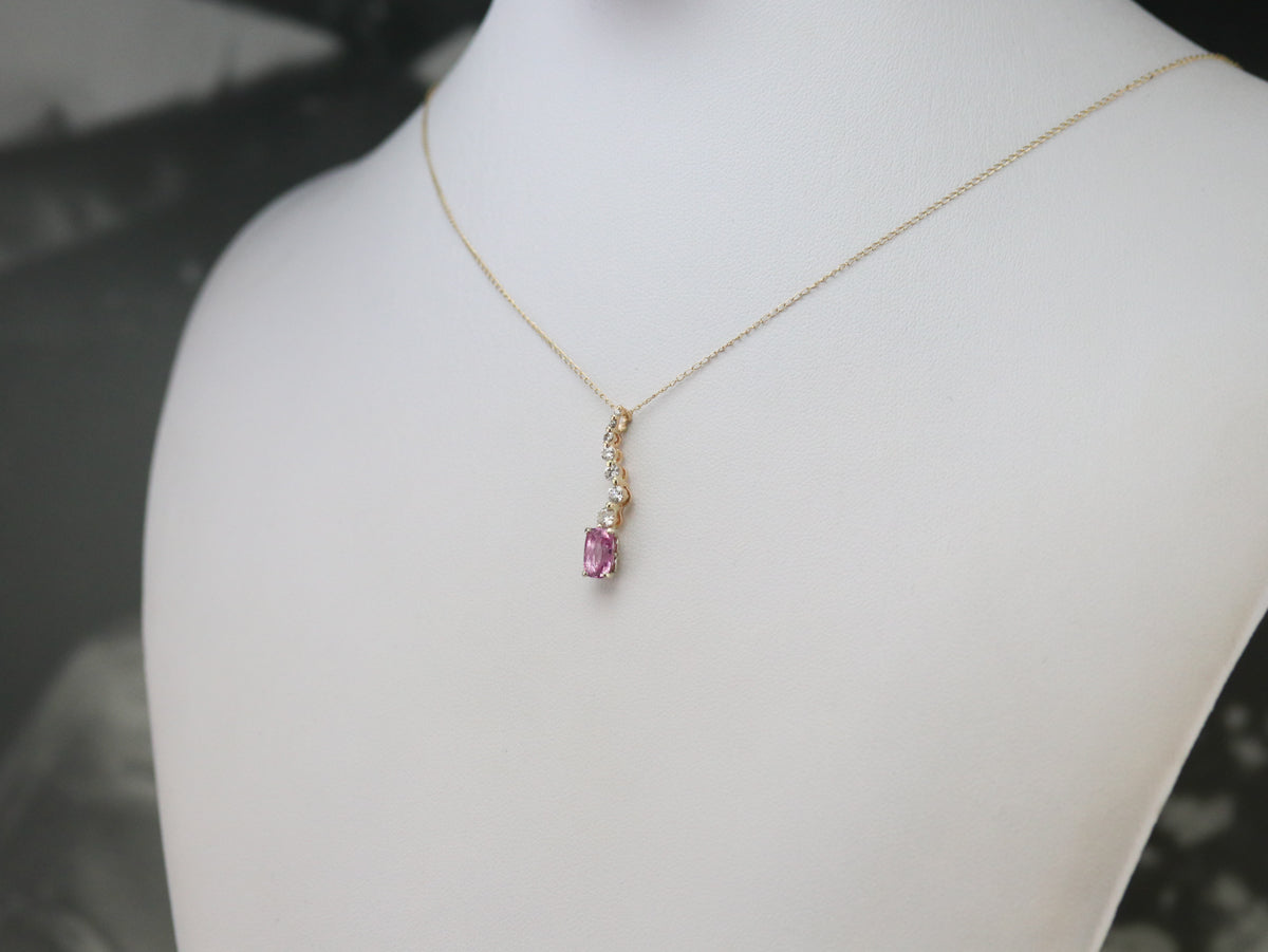 Pink Sapphire and Diamond Pendant