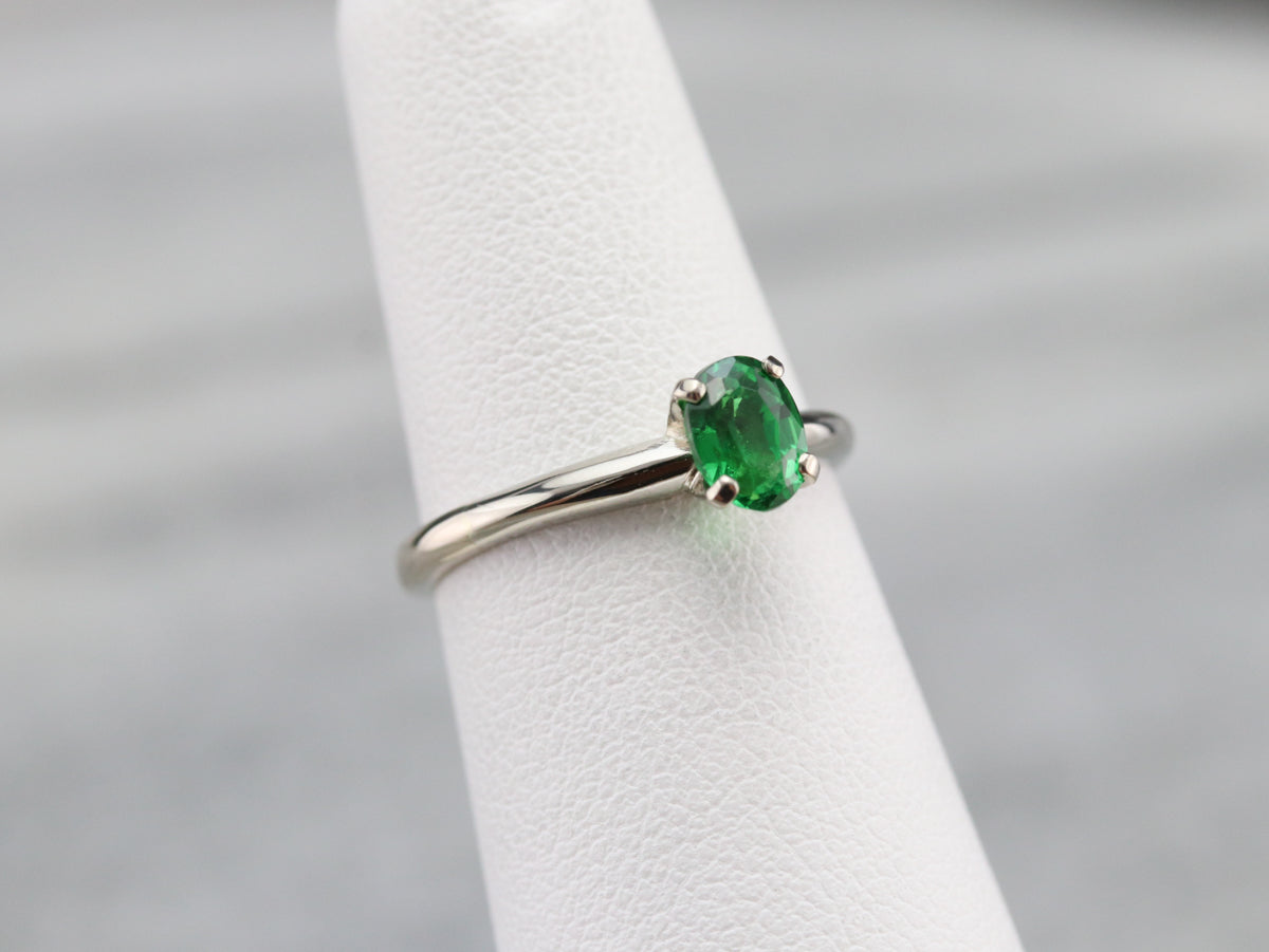 Tsavorite Garnet Solitaire Ring