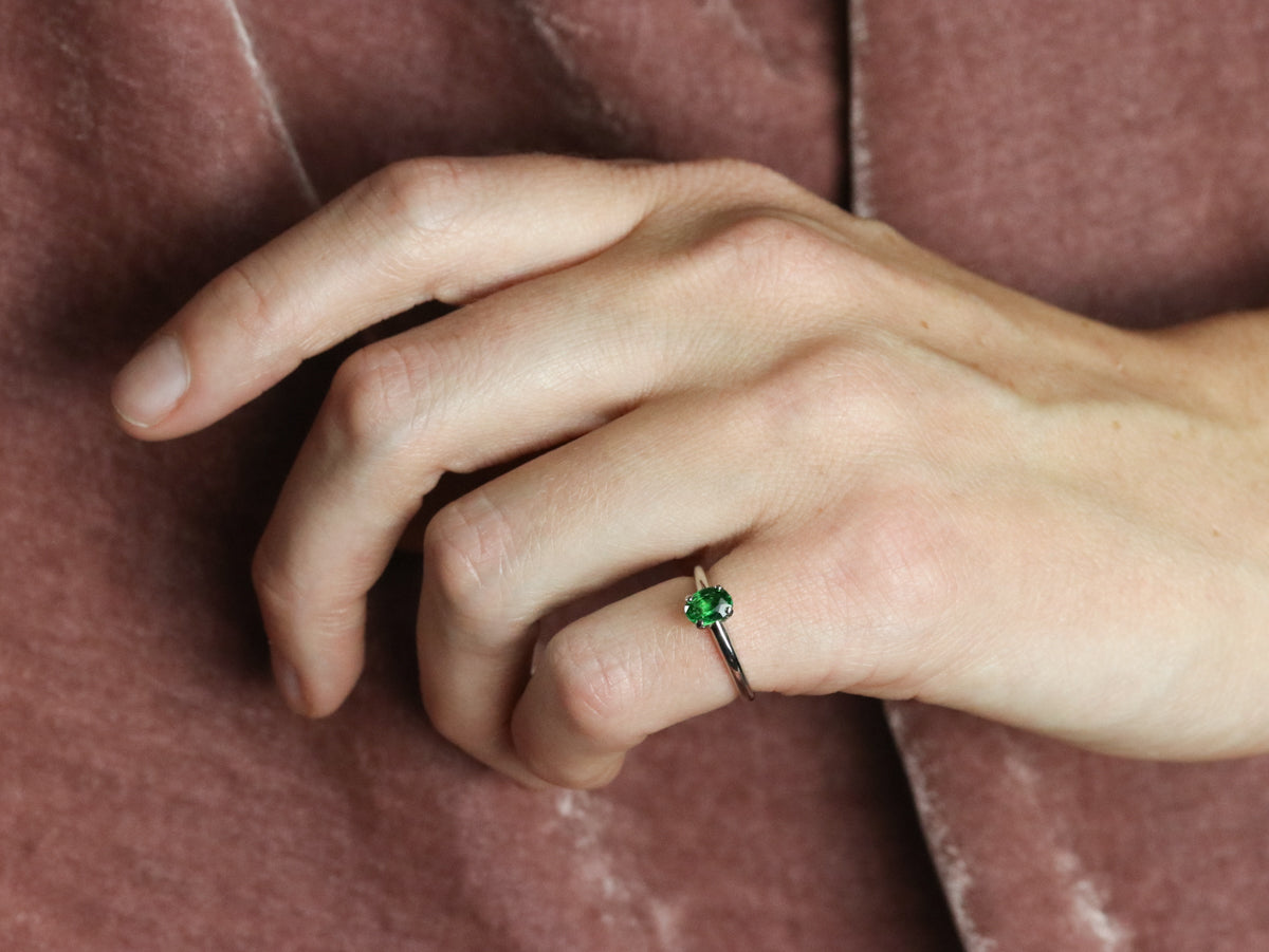 Tsavorite Garnet Solitaire Ring
