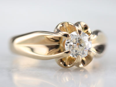 Old Mine Cut Diamond Solitaire Ring