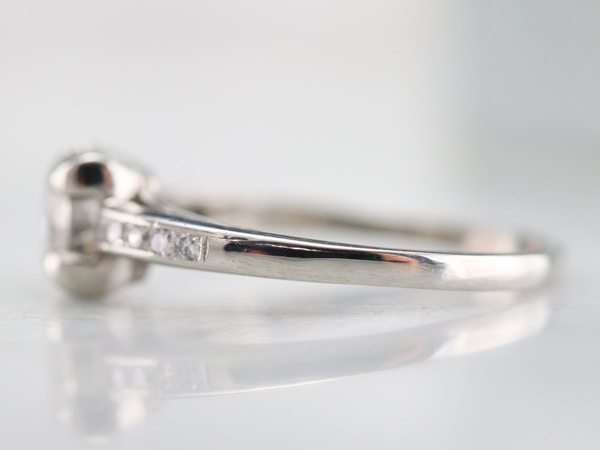 Retro European Cut Diamond and Platinum Ring