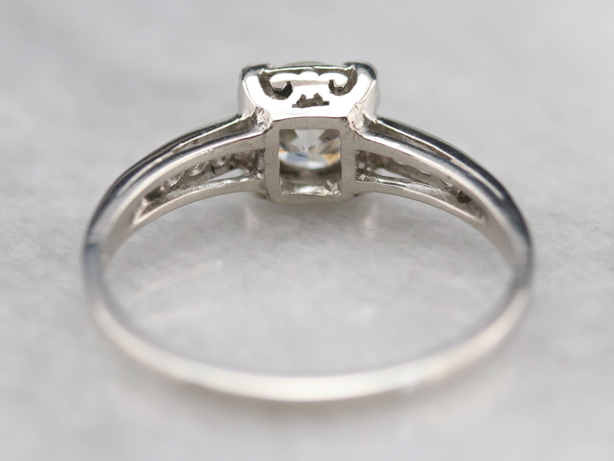 Retro European Cut Diamond and Platinum Ring