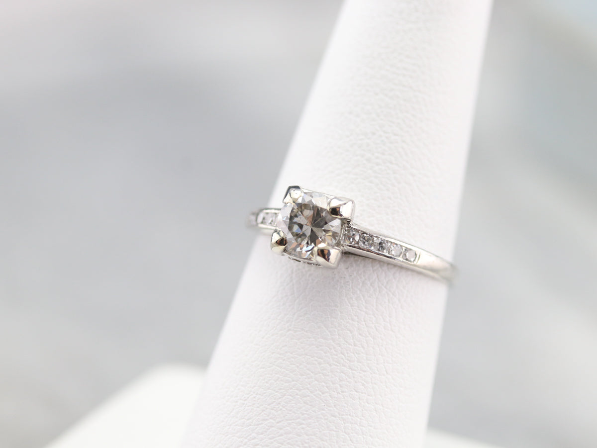 Retro European Cut Diamond and Platinum Ring