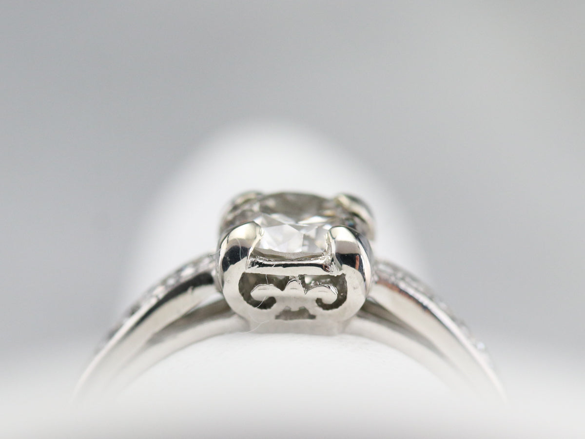 Retro European Cut Diamond and Platinum Ring