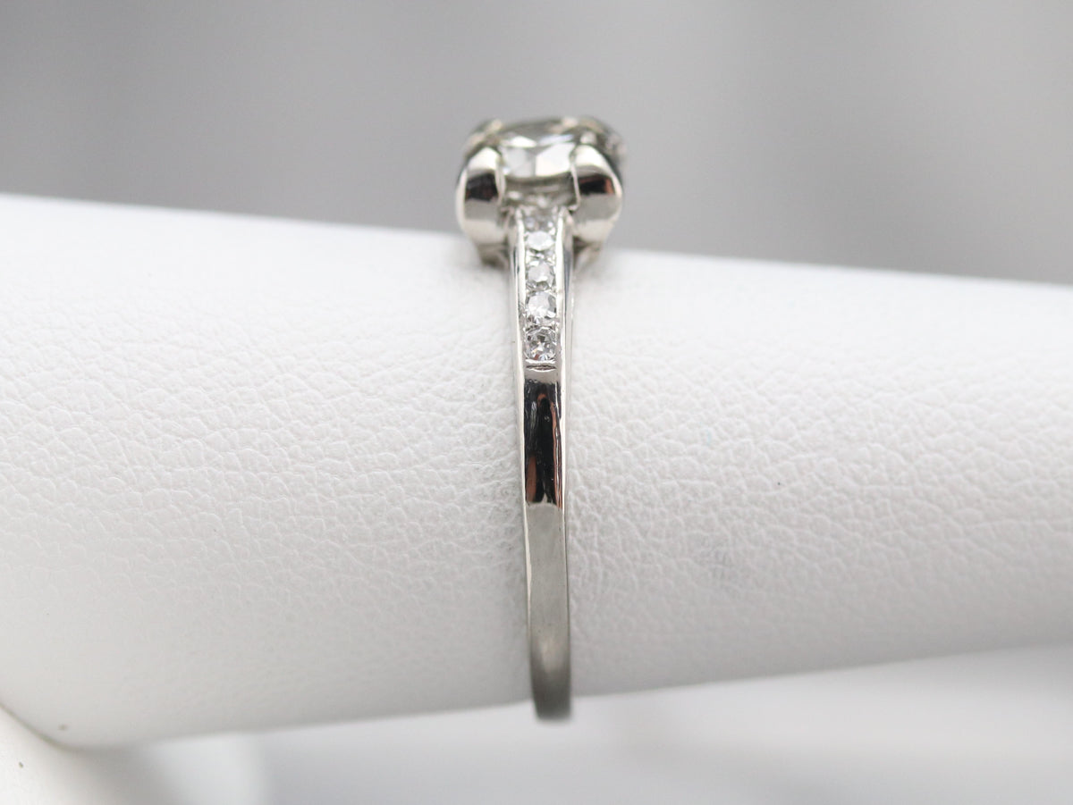 Retro European Cut Diamond and Platinum Ring