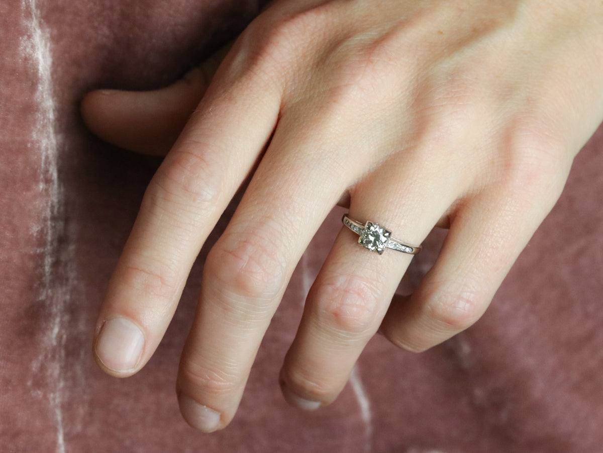 Retro European Cut Diamond and Platinum Ring