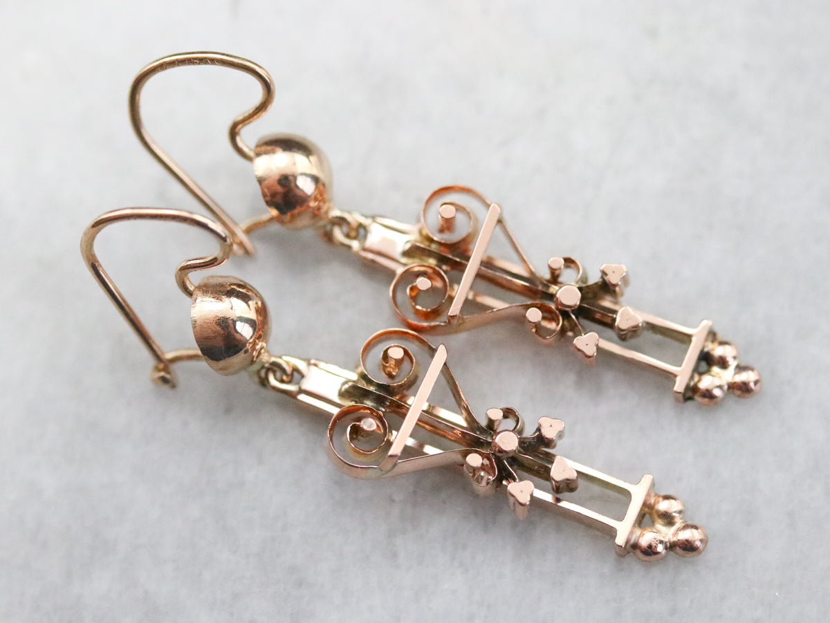Upcycled Gold Victorian Drop Earrings