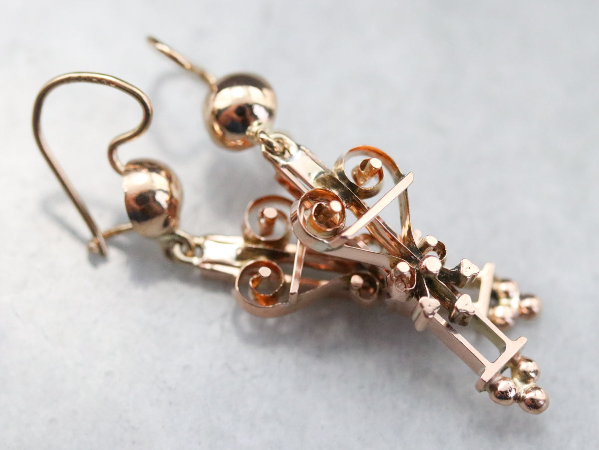 Upcycled Gold Victorian Drop Earrings
