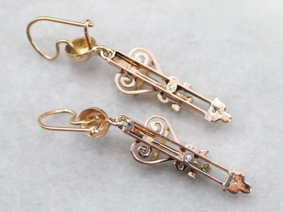 Upcycled Gold Victorian Drop Earrings