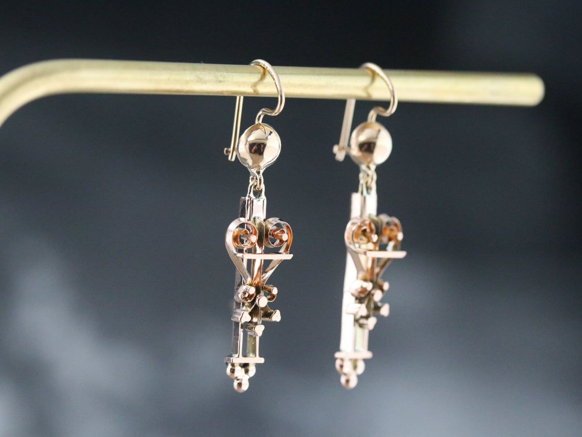 Upcycled Gold Victorian Drop Earrings