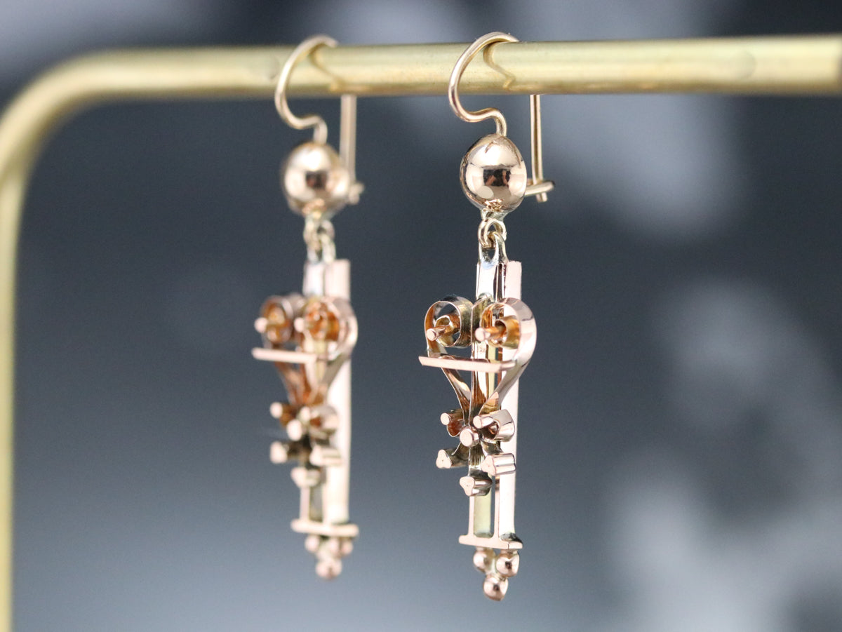Upcycled Gold Victorian Drop Earrings