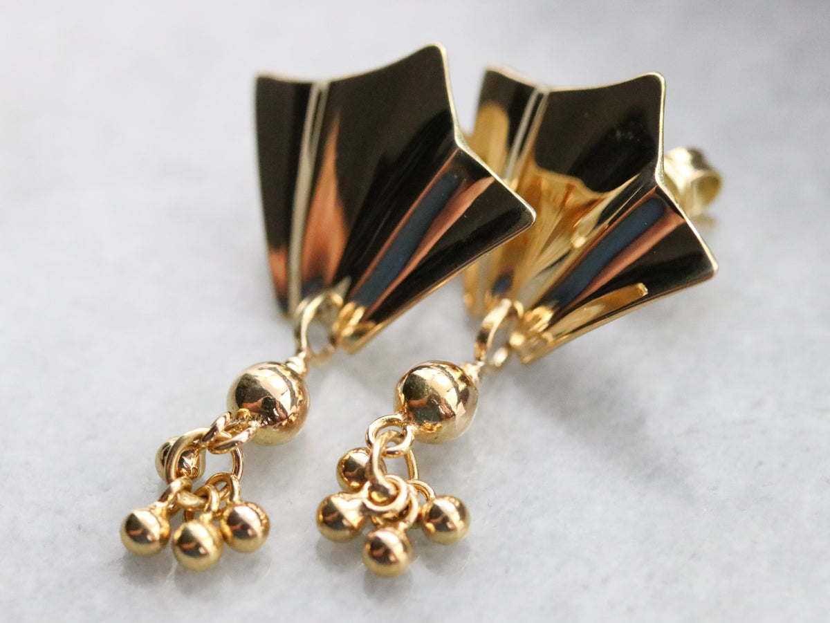 Fine Yellow Gold Tassel Drop Earrings