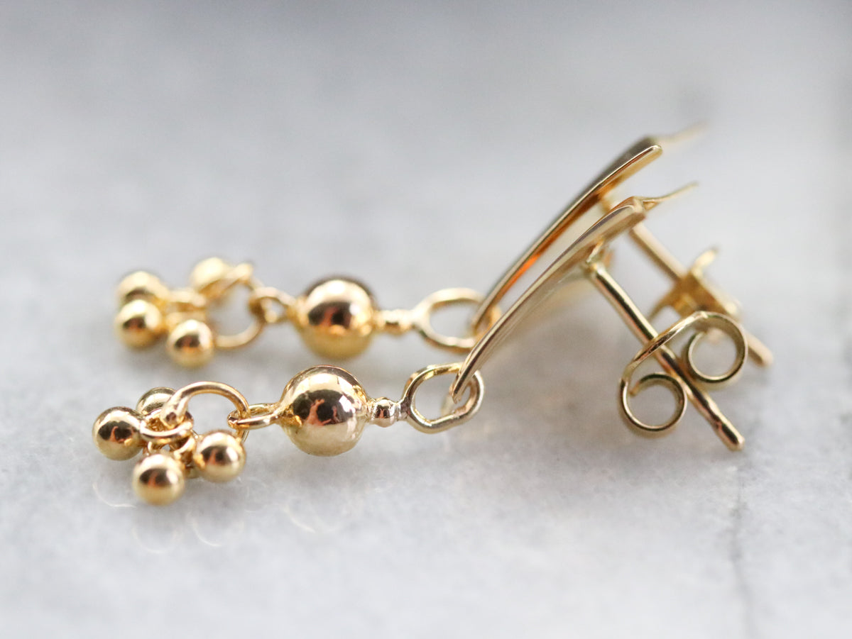 Fine Yellow Gold Tassel Drop Earrings