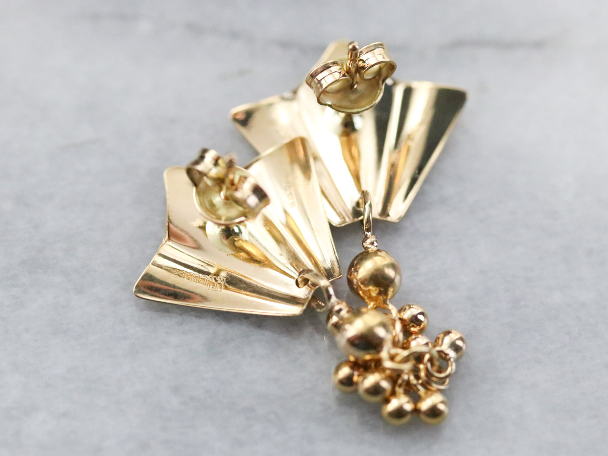 Fine Yellow Gold Tassel Drop Earrings