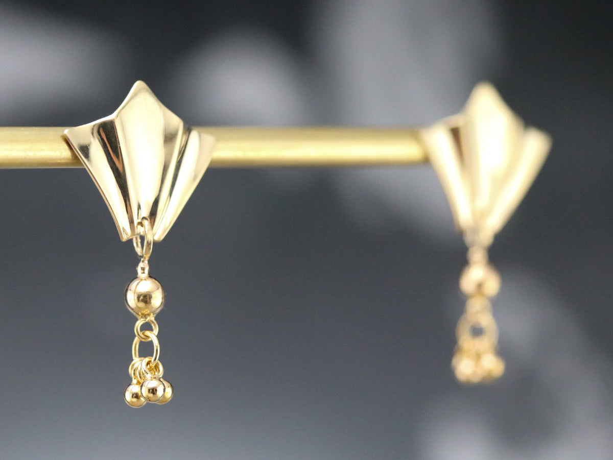 Fine Yellow Gold Tassel Drop Earrings