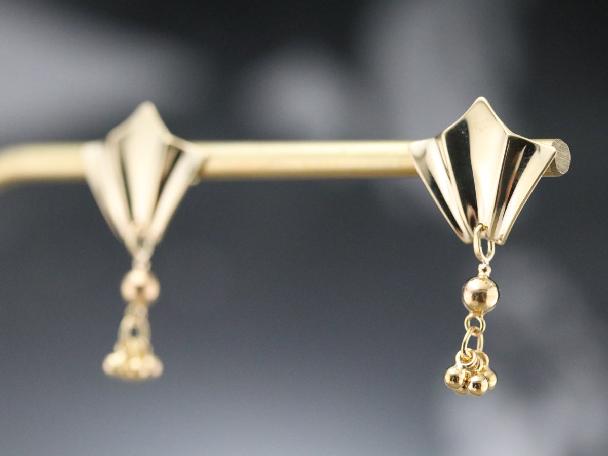 Fine Yellow Gold Tassel Drop Earrings