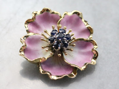 Sapphire Magnolia Blossom Pin