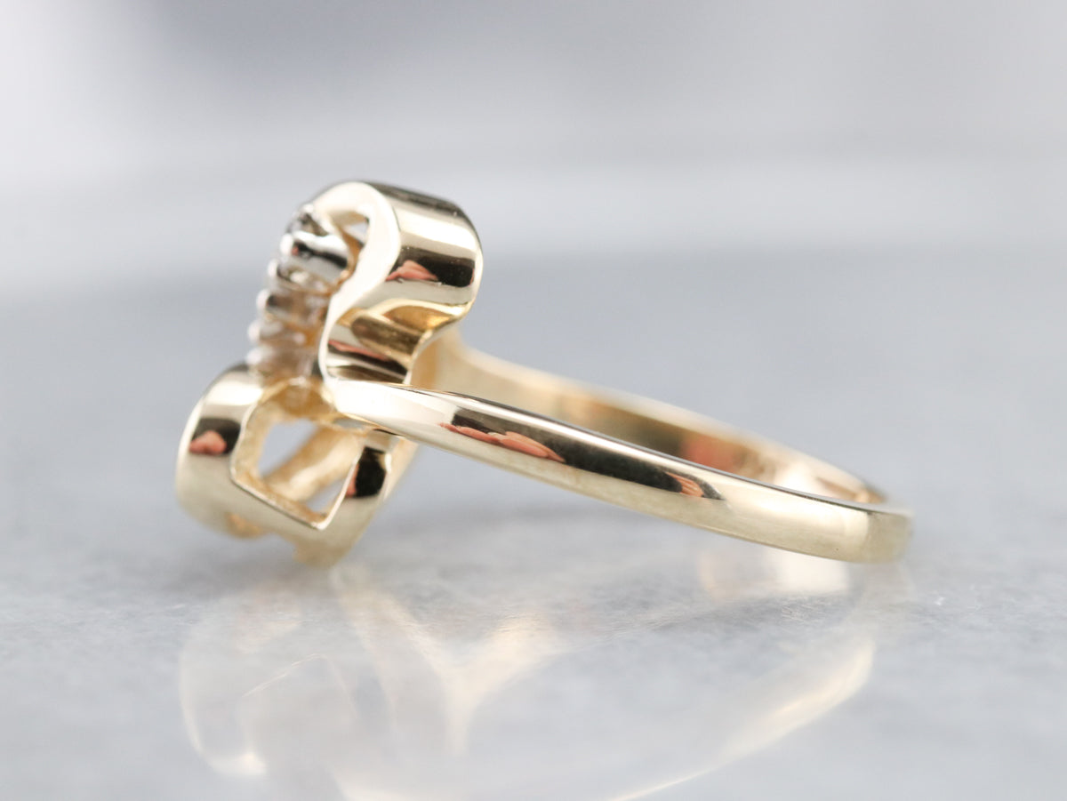 Scrolling Yellow Gold Diamond Ring