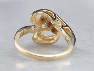 Scrolling Yellow Gold Diamond Ring