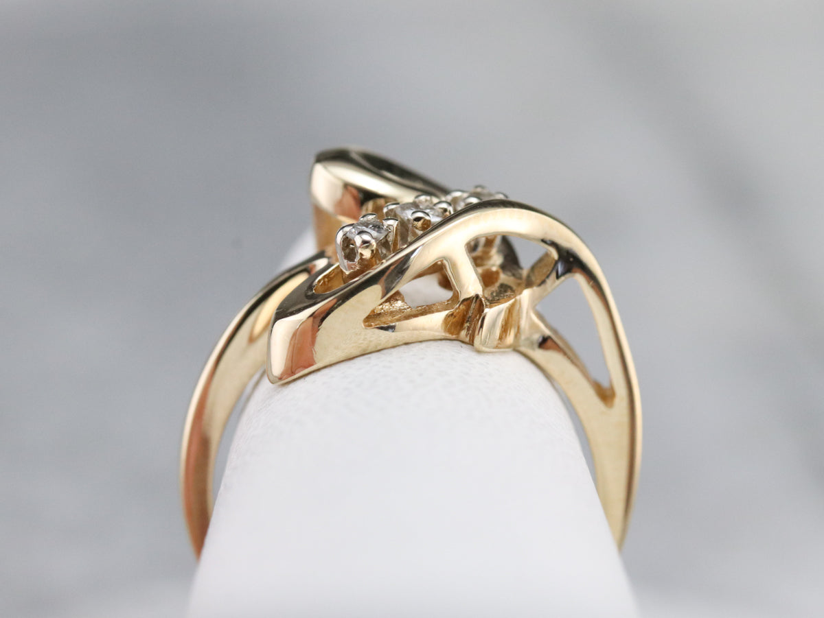 Scrolling Yellow Gold Diamond Ring