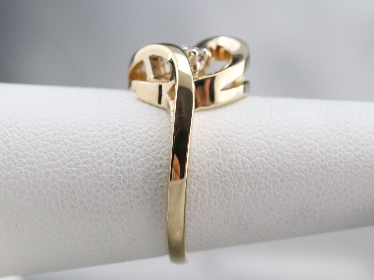 Scrolling Yellow Gold Diamond Ring