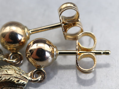 Laurel Leaves Gold Drop Earrings