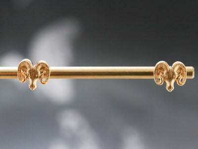 Gold Aries The Ram Stud Earrings