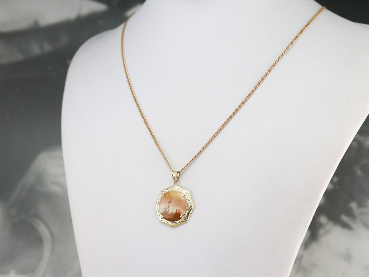 Etched Gold Jasper Pendant
