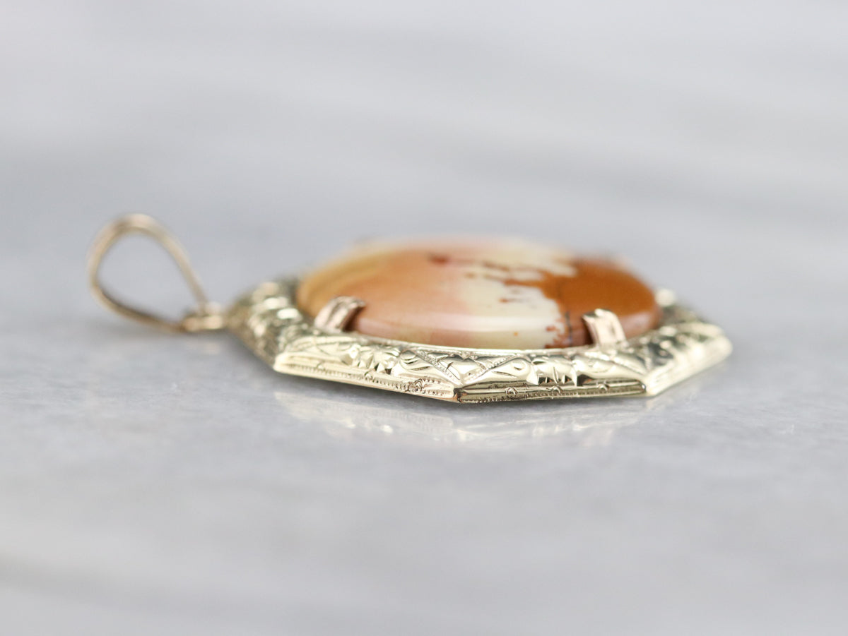 Etched Gold Jasper Pendant