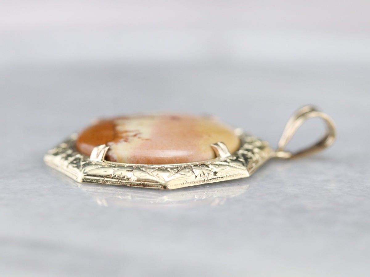 Etched Gold Jasper Pendant