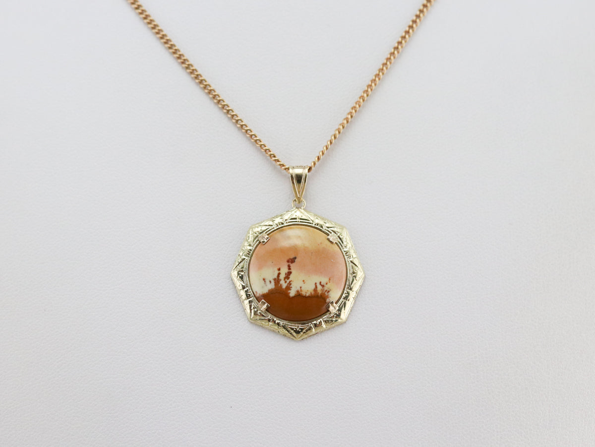 Etched Gold Jasper Pendant