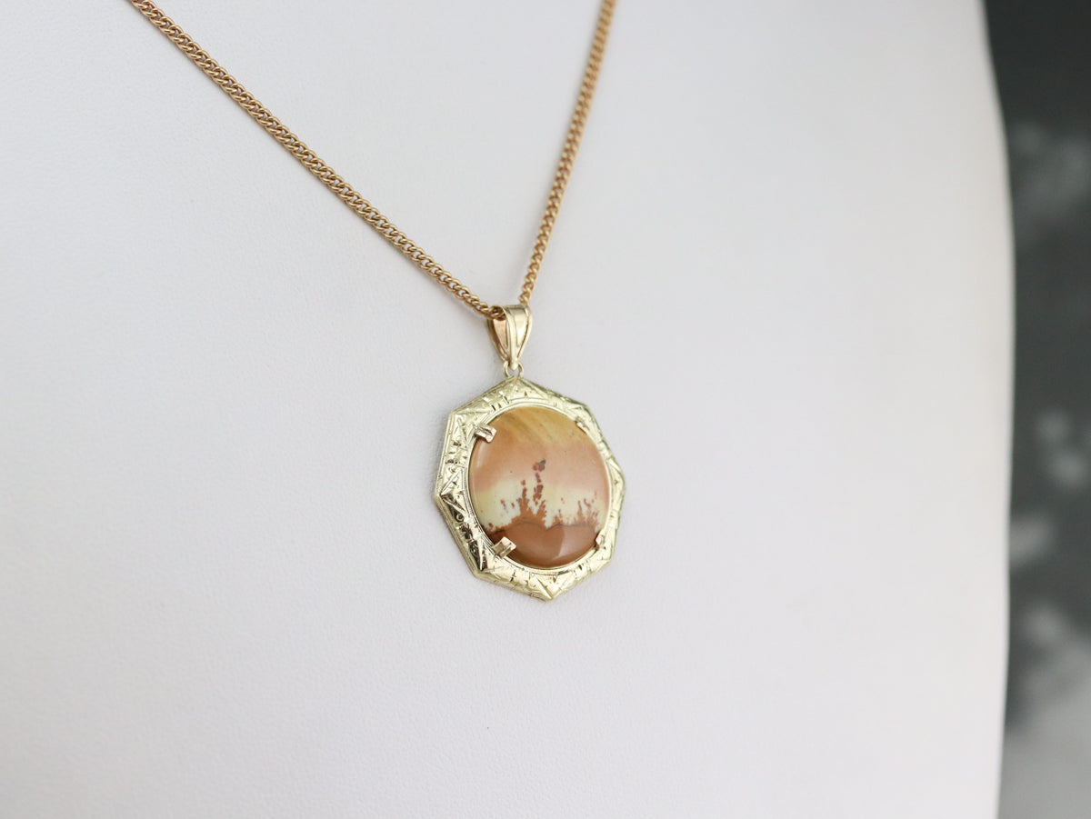 Etched Gold Jasper Pendant