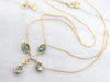 Gold Blue Topaz and Diamond Cross Necklace