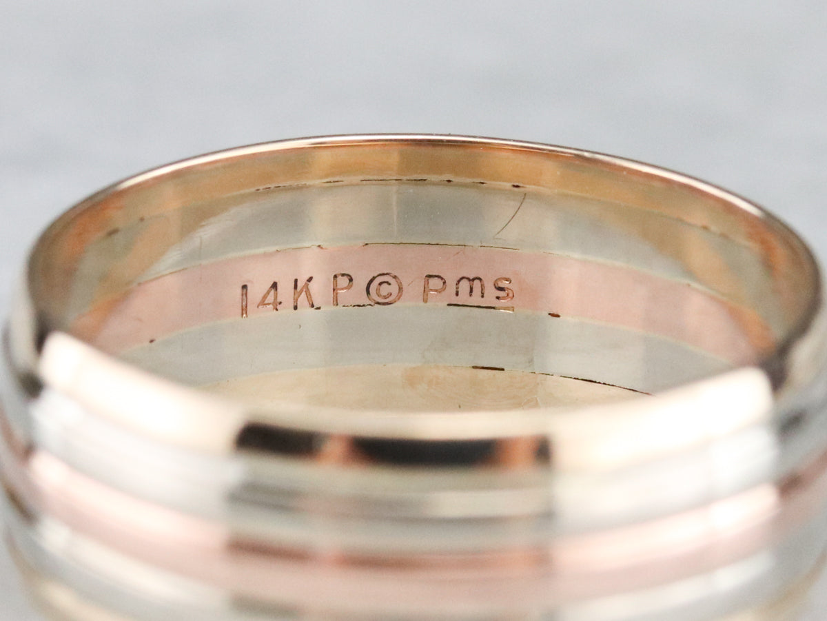 Wide Mixed Metal Stacking Band