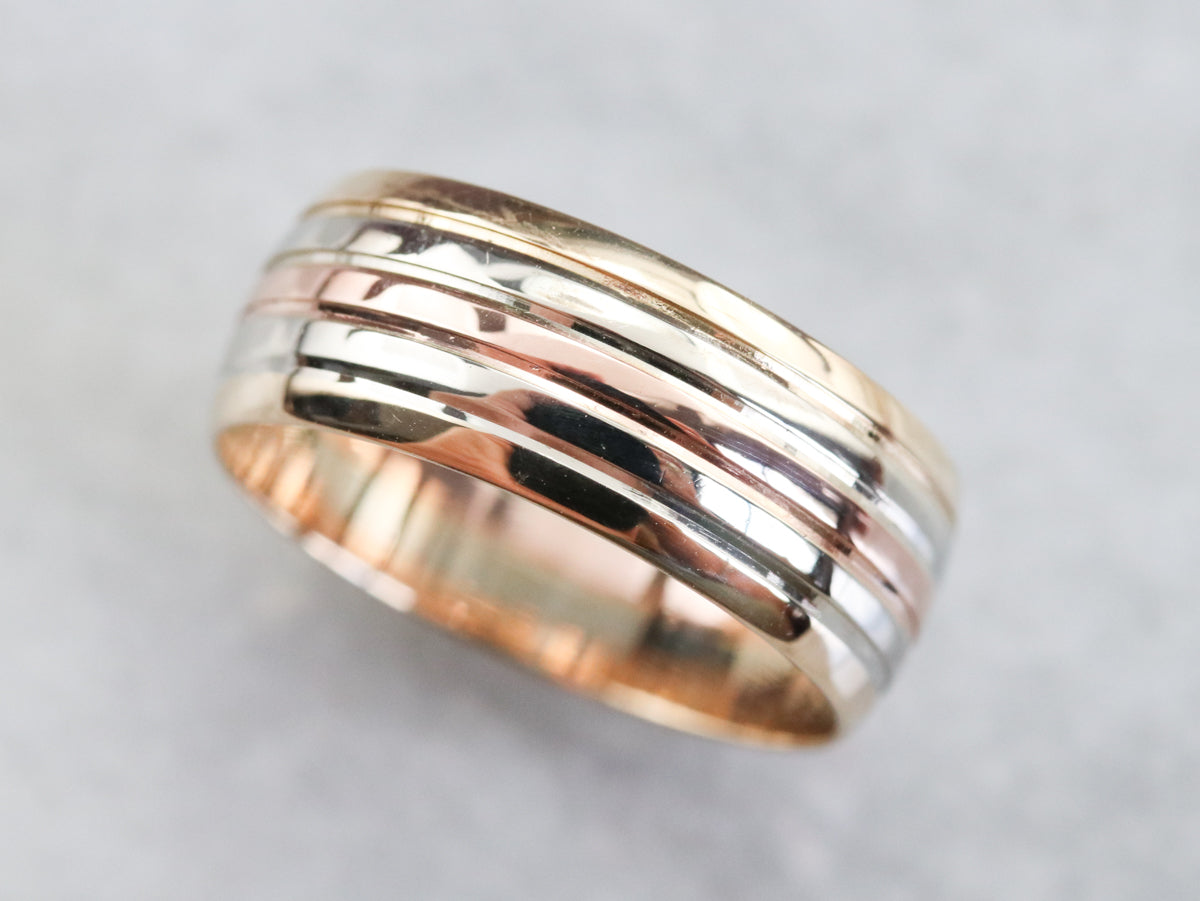 Wide Mixed Metal Stacking Band
