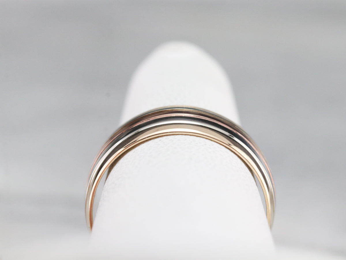 Wide Mixed Metal Stacking Band