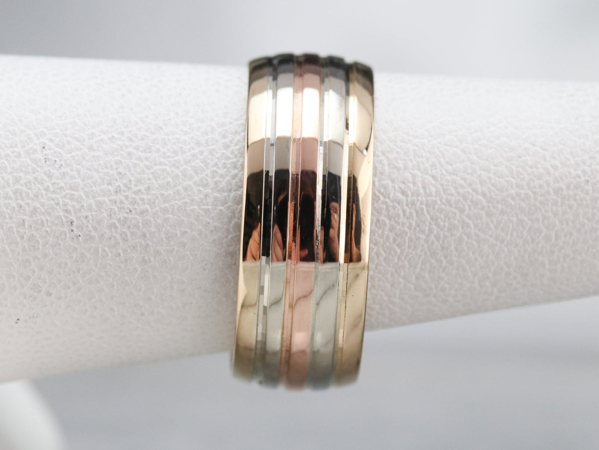 Wide Mixed Metal Stacking Band