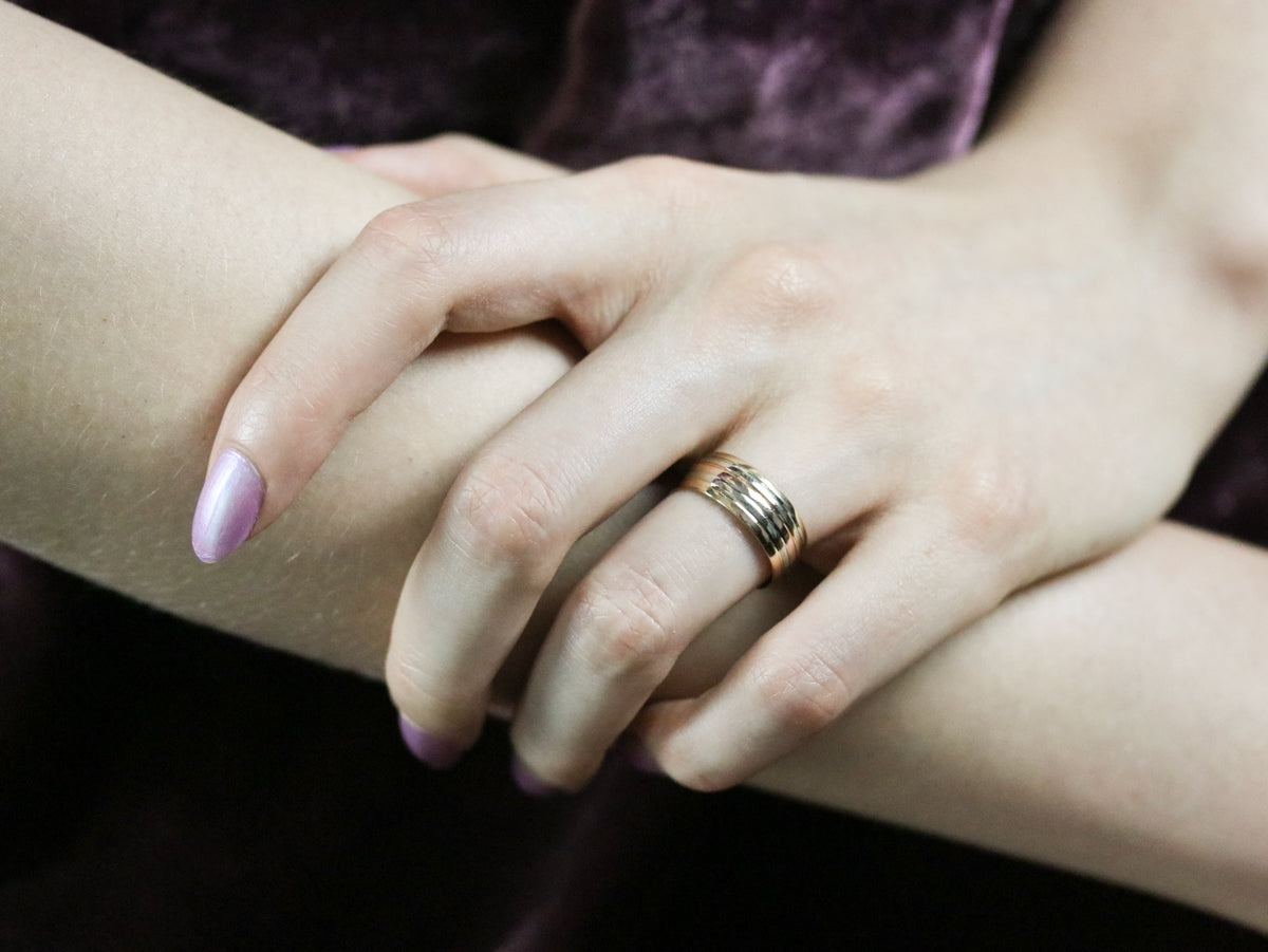 Wide Mixed Metal Stacking Band