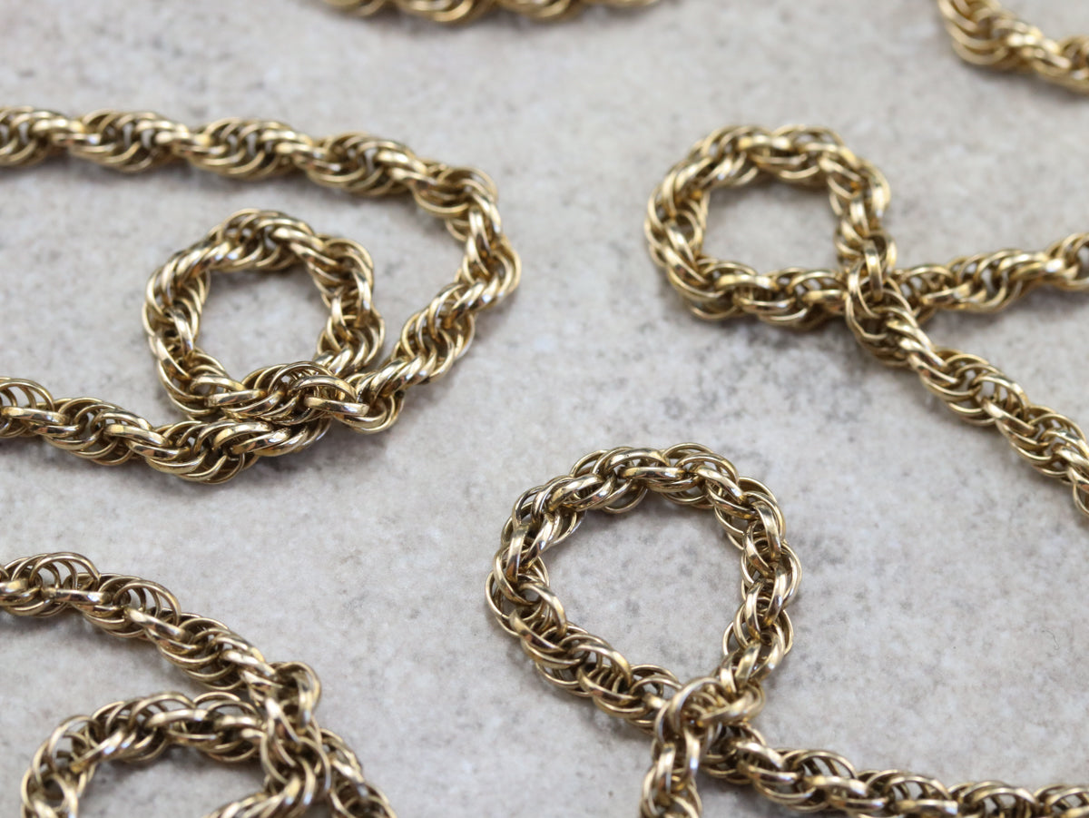 Long Vintage Gold Rope Twist Chain