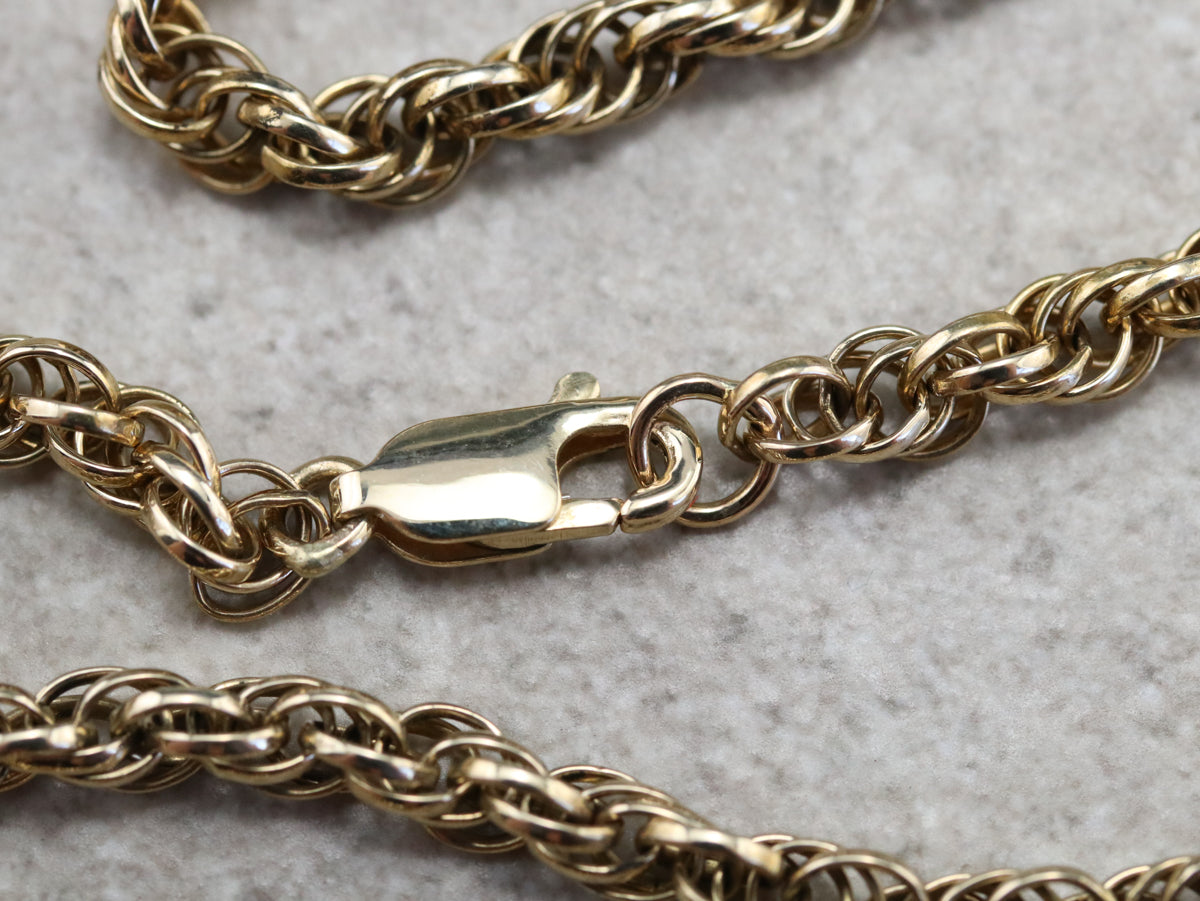 Long Vintage Gold Rope Twist Chain