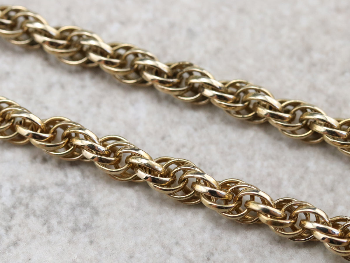 Long Vintage Gold Rope Twist Chain