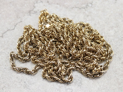 Long Vintage Gold Rope Twist Chain