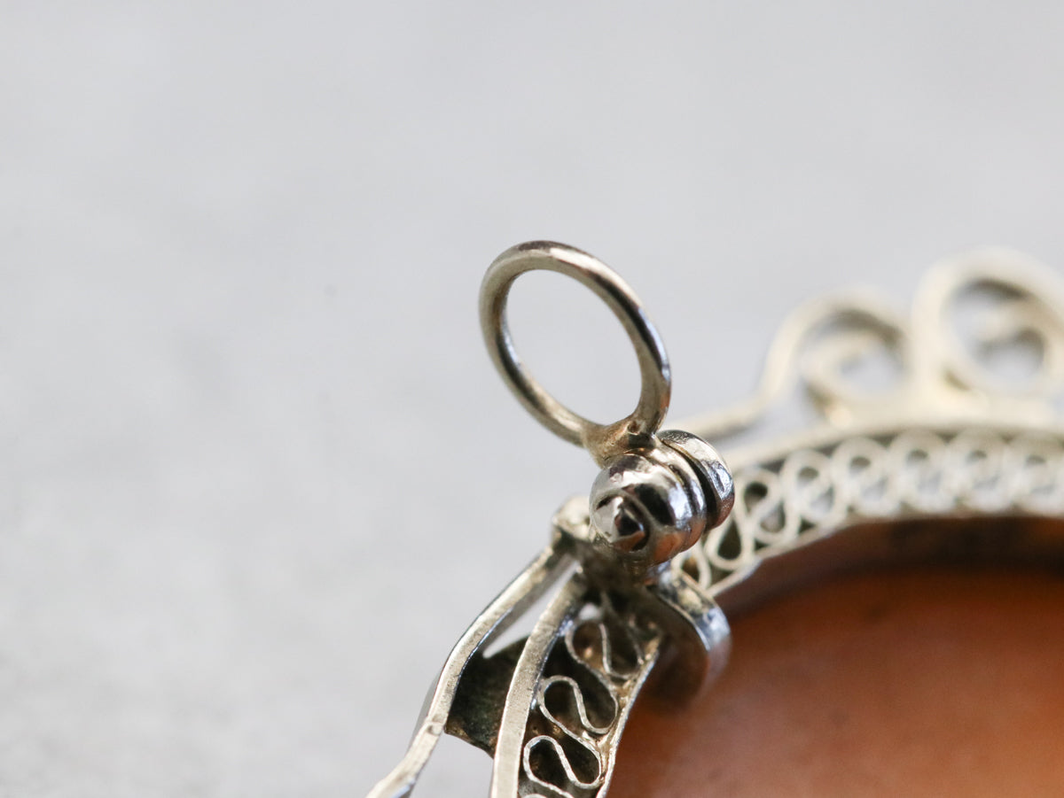 Art Deco Gold Filigree Cameo Brooch