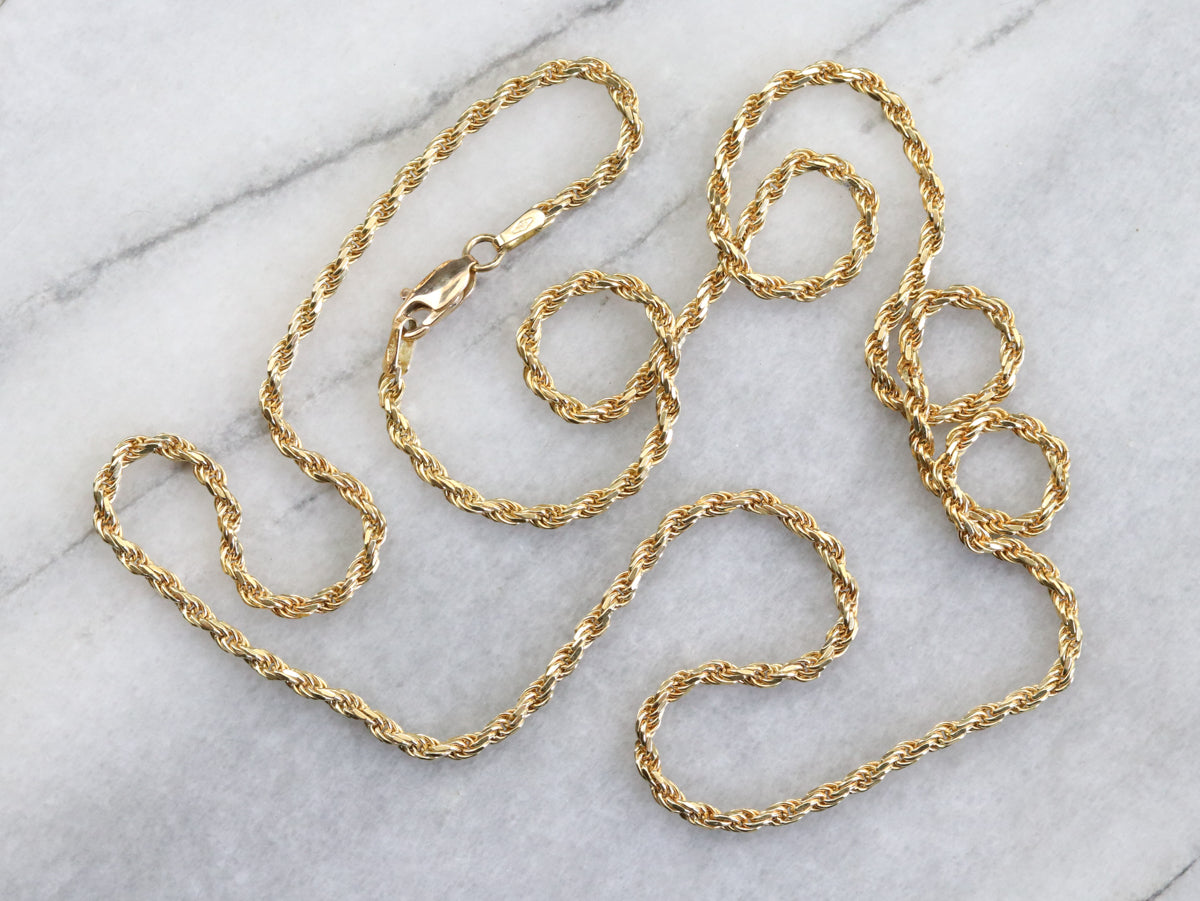 Italian 18K Yellow Gold Rope Chain