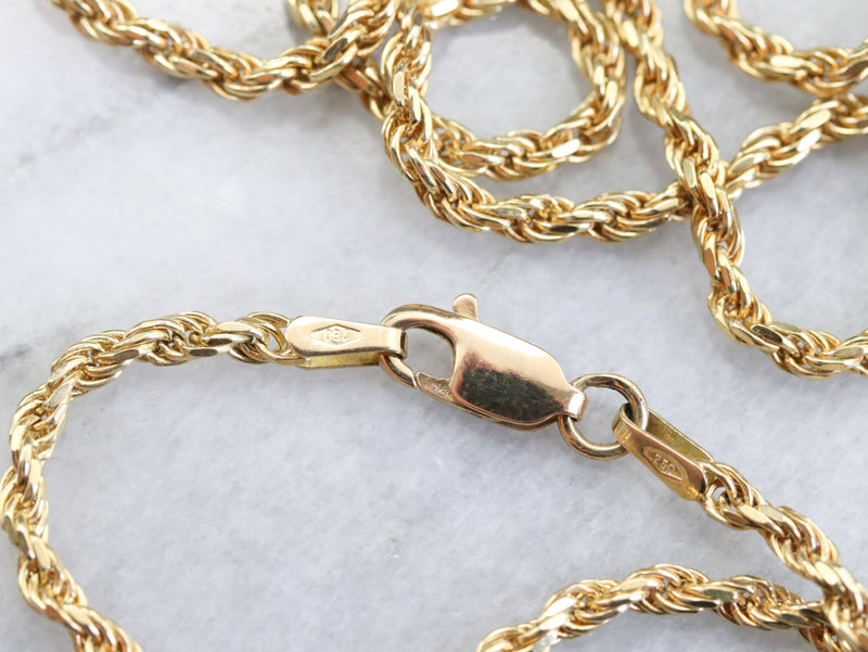 Italian Rope Chain Types Italian 18K Yellow Gold Rope Chain - Market Square Jewelers