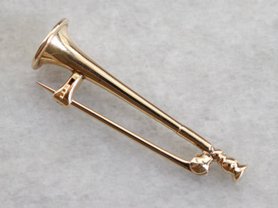 Vintage Gold Horn Brooch