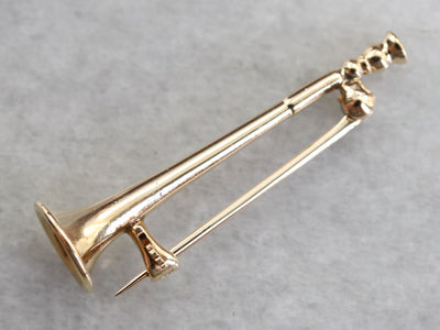 Vintage Gold Horn Brooch