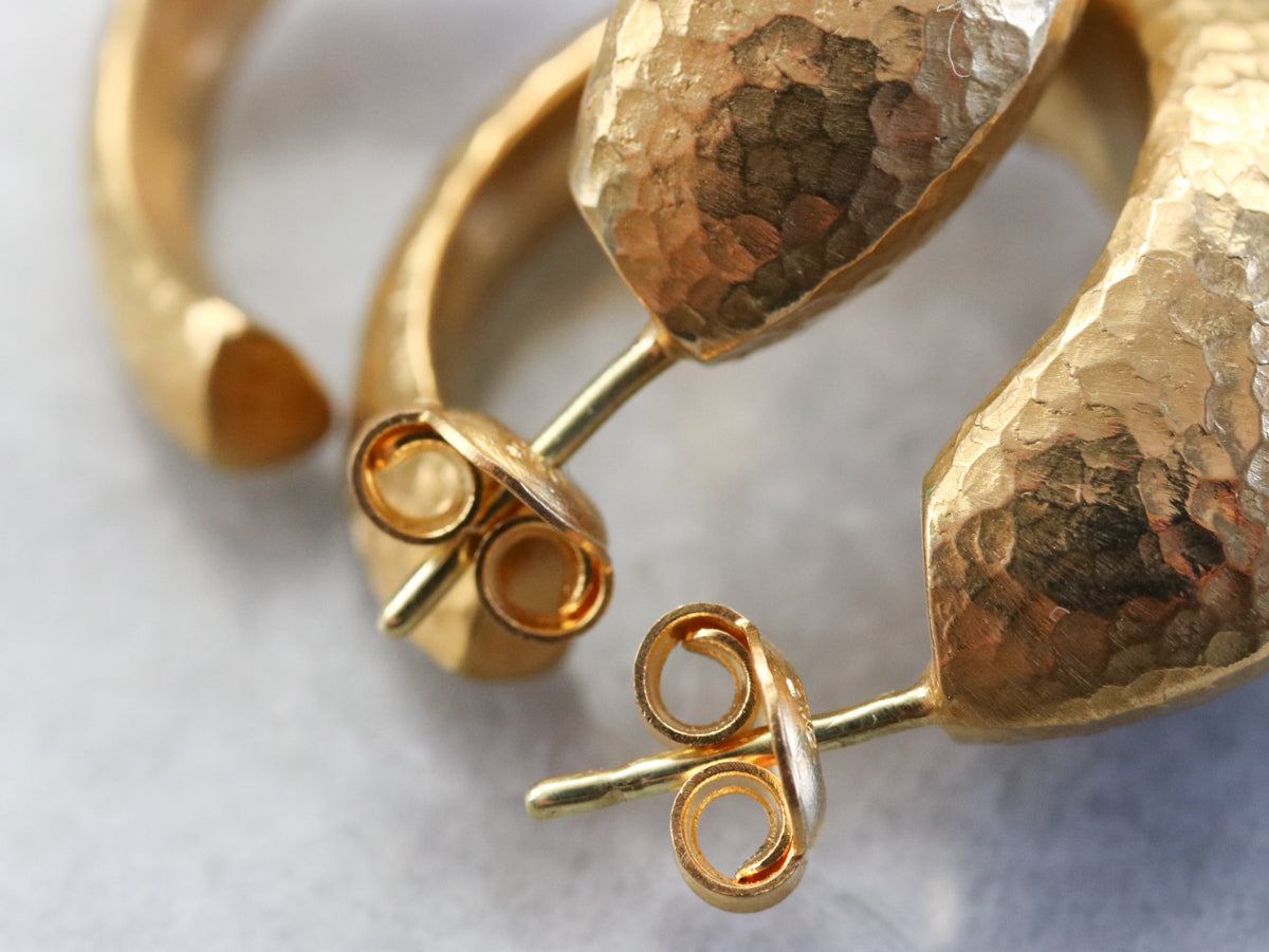 Hammered High 22 Kart Gold Earrings
